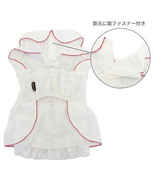 PET PARADISE ペットパラダイス スモッキング ワンピース 《いちご刺繍》 小型犬 ホワイト×レッド