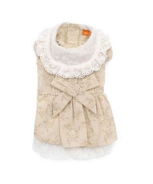 PET PARADISE ペットパラダイス ナチュラルレース ワンピース 小型犬 ベージュ✕ホワイト