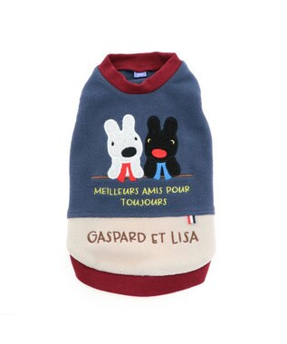 PET PARADISE リサとガスパール ワンダフル ストレッチ フリース 切替トレーナー 小型犬 紺