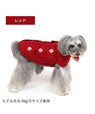 PET PARADISE ペットパラダイス アランニット 苺柄 《レッド》 小型犬 レッド