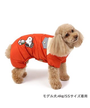 PET PARADISE スヌーピー 遠赤外線 綿入れつなぎ 小型犬 オレンジ