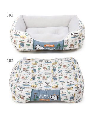 PET PARADISE スヌーピー  サーフ柄 クール カドラーベッド（57×45cm） グレー