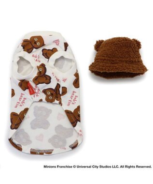 PET PARADISE ミニオン ティム バケットハット付き Tシャツ 小型犬 ブラウン