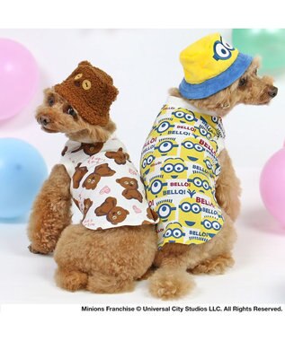 PET PARADISE ミニオン ティム バケットハット付き Tシャツ 小型犬 ブラウン