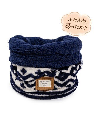 PET PARADISE ペットパラダイス  筒型 寝袋 《カントリー柄》 Ｓ ホワイト×ネイビー