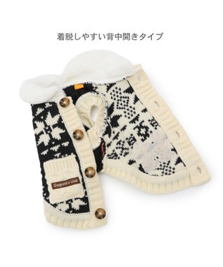 PET PARADISE リサとガスパール 背中開きニット 小型犬 ホワイト×ブラック
