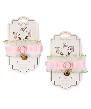 PET PARADISE ディズニー マリー 猫 フリル 首輪 《小 / 中》 ピンク（淡）