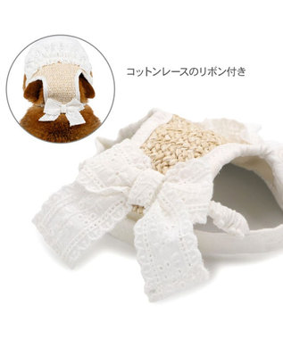 PET PARADISE ペットパラダイス フリル キャップ ４Ｓ～３Ｓ/ＳＳ～Ｓ ホワイト×ベージュ