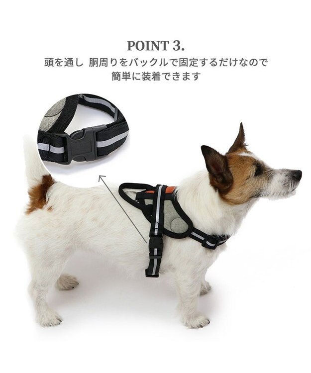 PET PARADISE ヘッドインハーネス 【Ｓ】 オレンジ / ブルー【  小型犬】 オレンジ×グレー