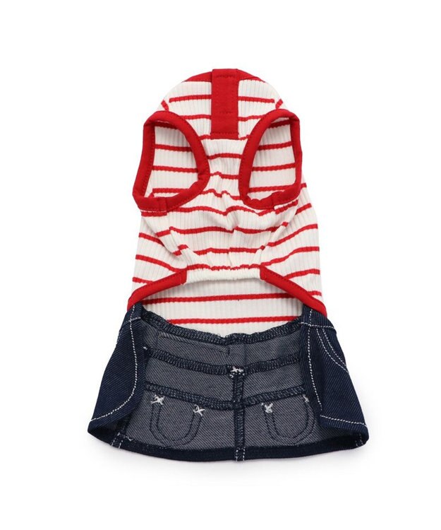 PET PARADISE 犬の服 犬 Lee スカート つなぎ 【小型犬】 リブ ボーダー 赤