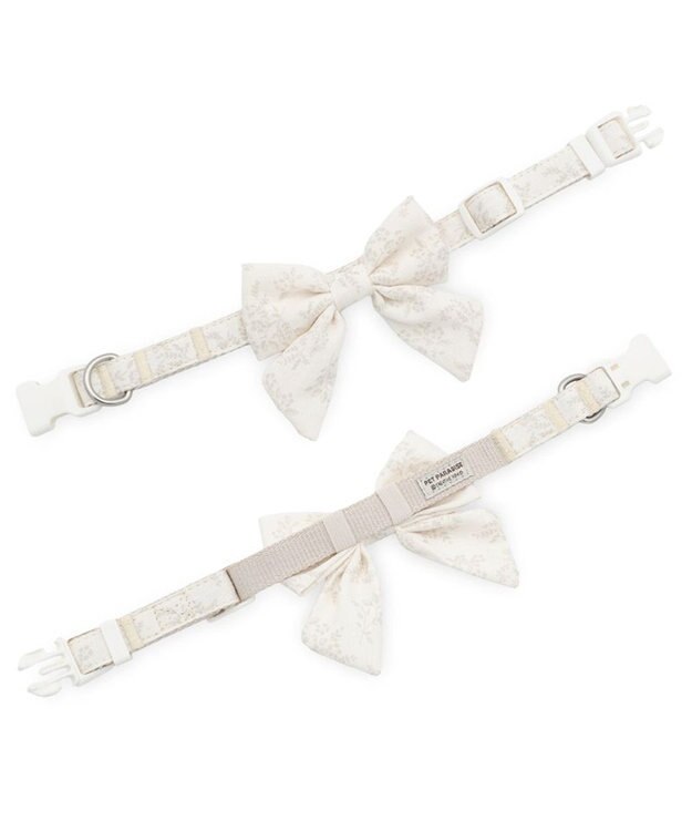 PET PARADISE ペットパラダイス 花柄りぼん 首輪 Ｓ 小型犬 オフホワイト