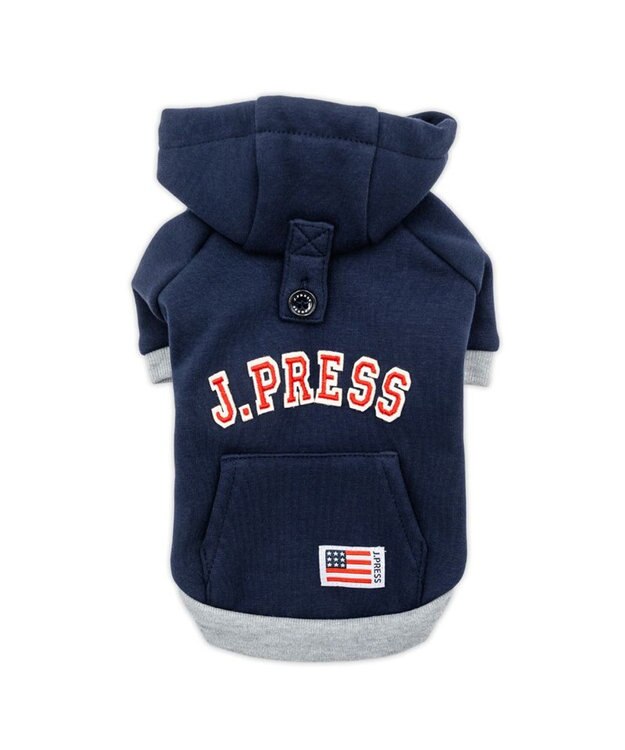 PET PARADISE J.PRESS ロゴ 裏起毛 パーカー 小型犬 ネイビー