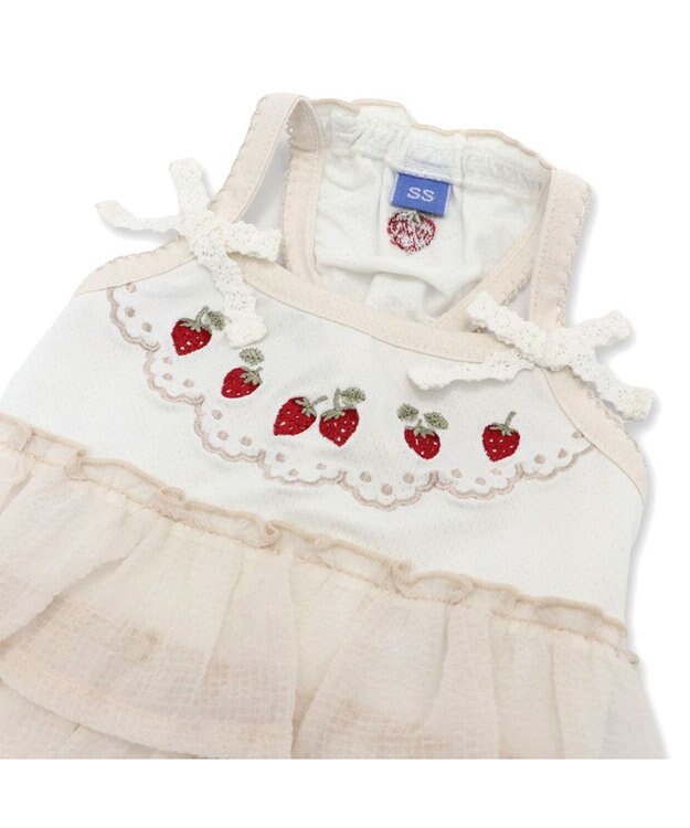 PET PARADISE ペットパラダイス エコメッシュ キャミソール 《苺刺繍》 中型犬 大型犬 ホワイト×ピンク