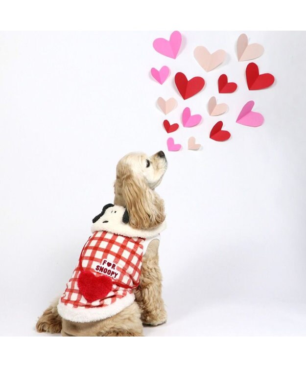 PET PARADISE スヌーピー ハートボアベスト  中型犬 ホワイト×レッド