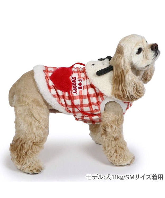 PET PARADISE スヌーピー ハートボアベスト  中型犬 ホワイト×レッド