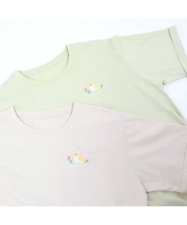 Mother garden ふわんこ　コーギー わんマイルウェア ロング Ｔシャツ ベージュ