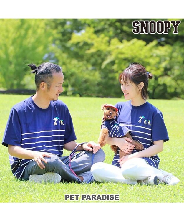 PET PARADISE お揃い Ｔシャツ オーナー用 スヌーピー 野球柄 ユニセックス ネイビー