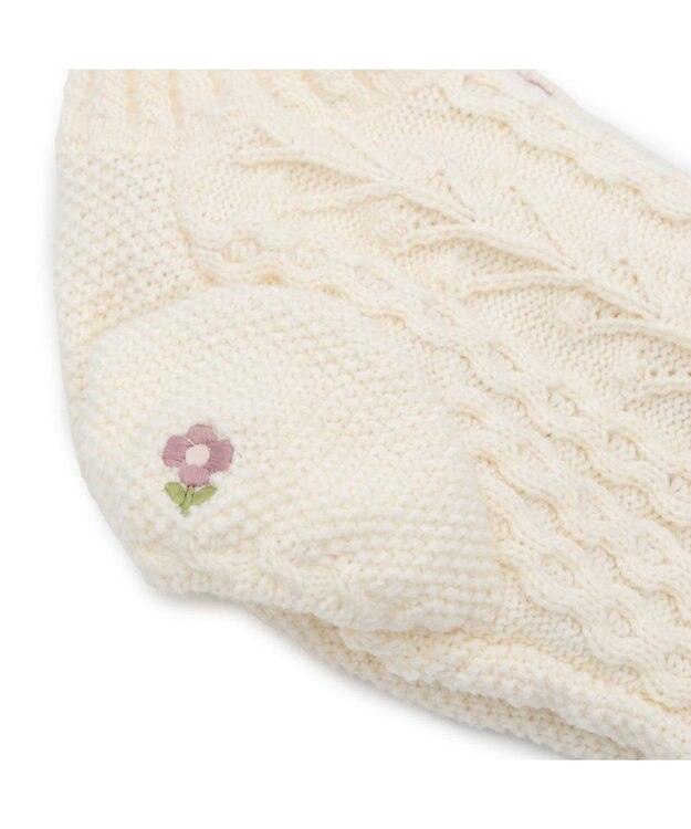 PET PARADISE ペットパラダイス 花 刺繍 アランニット 《ホワイト》 小型犬 オフホワイト