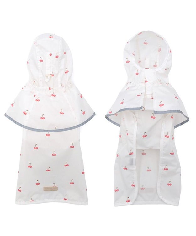 PET PARADISE ペットパラダイス ケープ付き レインコート 《チェリー》 中型犬 大型犬 ホワイト×レッド