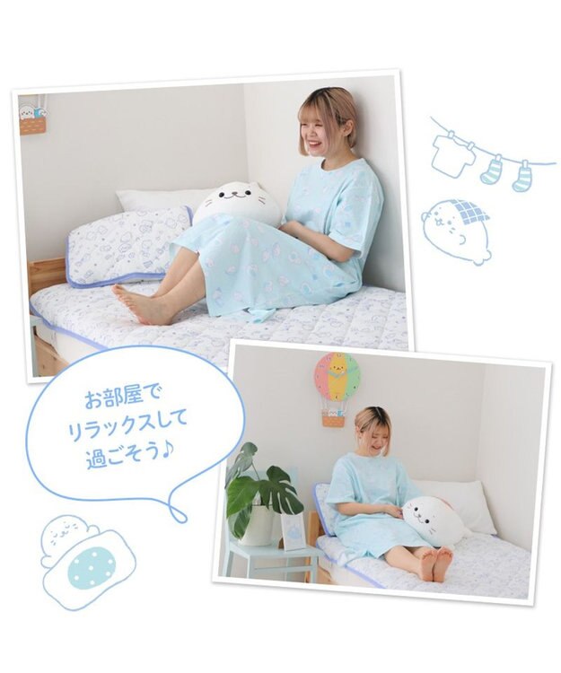 Mother garden しろたん Ｔシャツワンピース 半袖 日常柄　フリーサイズ 水色