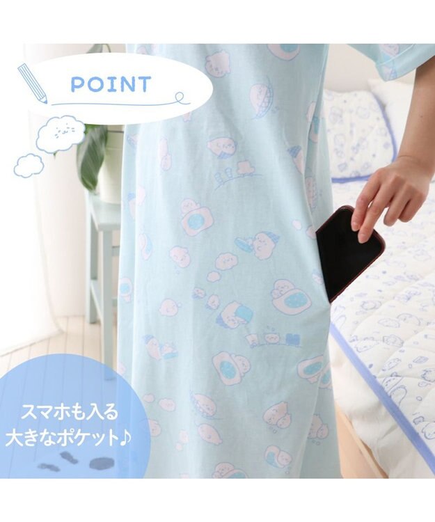 Mother garden しろたん Ｔシャツワンピース 半袖 日常柄　フリーサイズ 水色