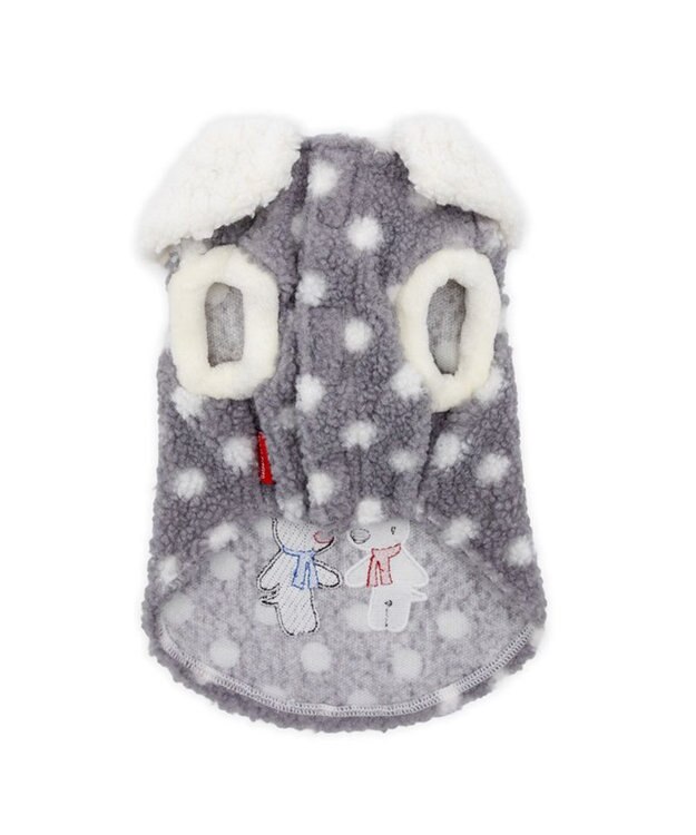 PET PARADISE リサとガスパール 水玉ボアベスト 小型犬 グレー