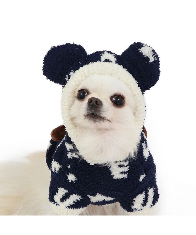 PET PARADISE ディズニー ミッキー 遠赤外線 ルームパーカー 《ロゴ柄》 小型犬 ネイビー