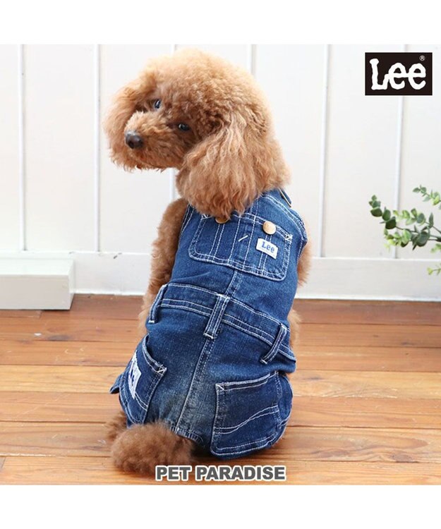PET PARADISE  Lee デニム オーバーオール  白ステッチ 小型犬 ネイビー