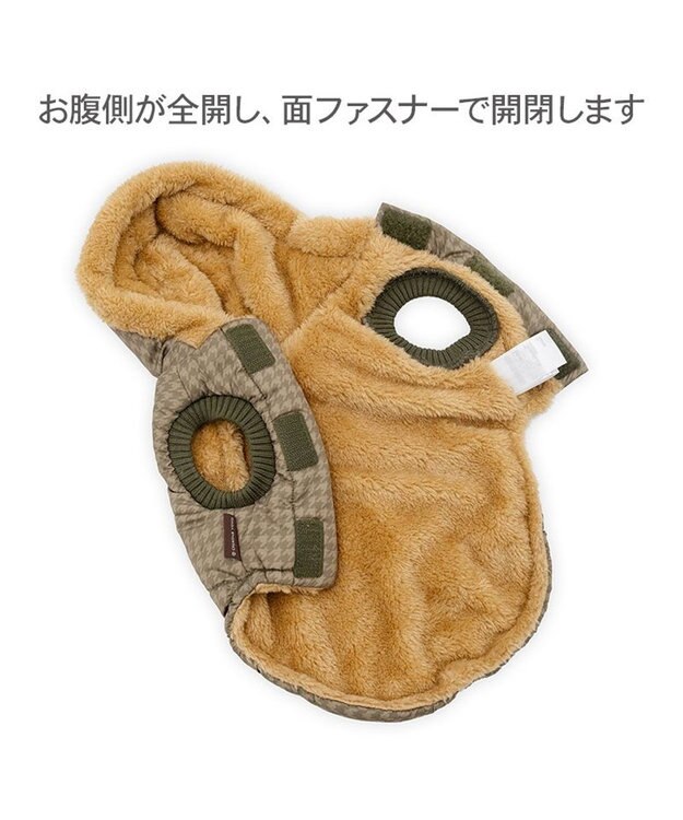 PET PARADISE ペットパラダイス 防寒コート 《千鳥柄》 中型犬 大型犬 カーキ