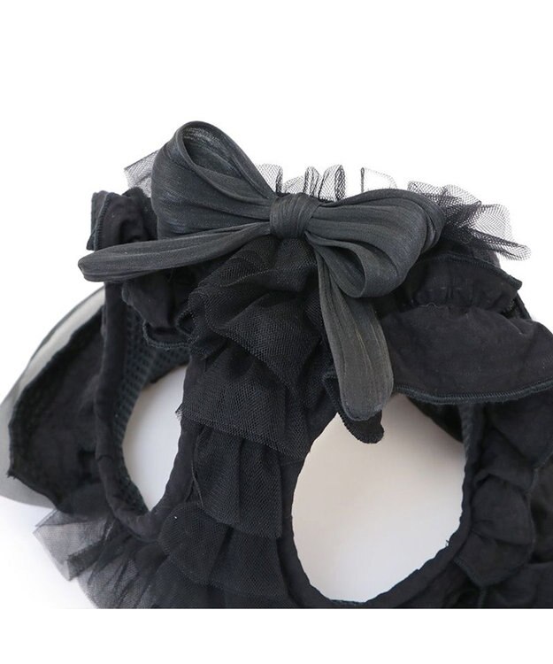 PET PARADISE cherircouture フリフリハーネス 《ブラック》 小型犬 ４Ｓ/３Ｓ ブラック