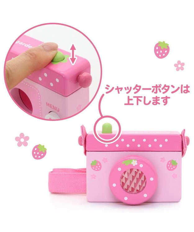 Mother garden マザーガーデン 木製おもちゃ いちごのカメラ ピンク（淡）
