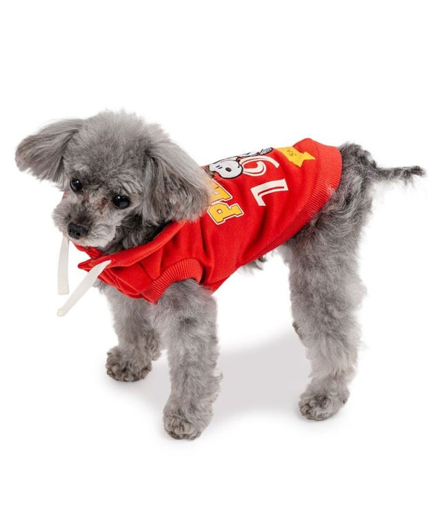 PET PARADISE スヌーピー カレッジロゴ パーカー 《レッド》 小型犬 レッド
