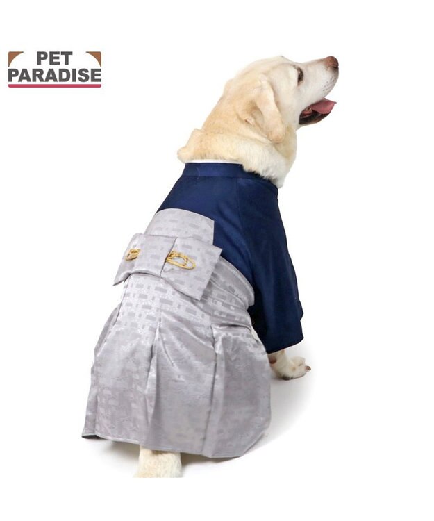 PET PARADISE ペットパラダイス お正月袴 《花菱柄》中型犬 大型犬 グレー×ネイビー