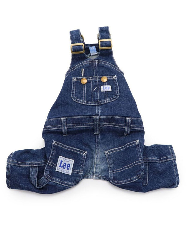 PET PARADISE Lee デニム 白ステッチ オーバーオール  中型犬 大型犬 ネイビー