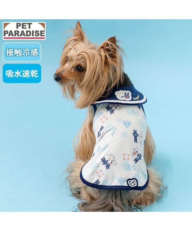 PET PARADISE リサとガスパール 接触冷感 タンクトップ 《マリン柄》 小型犬 ホワイト×ネイビー