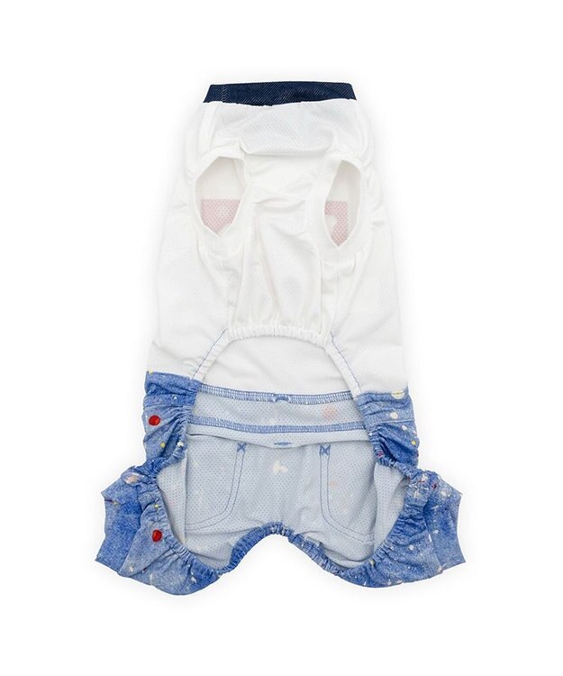 PET PARADISE Lee エコメイド ロンパース《スプラッシュ柄》小型犬 ホワイト×ネイビー