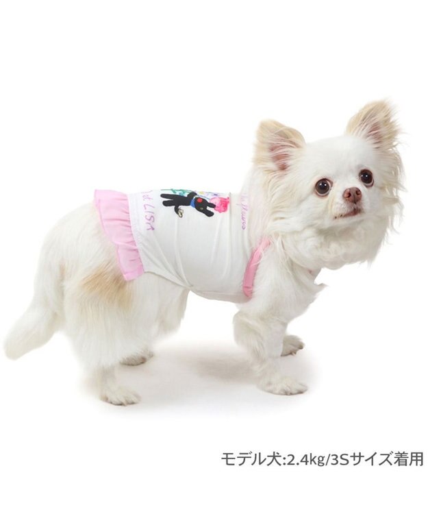PET PARADISE リサとガスパール タッチワンクール プラス キャミソール 《フラワー》 小型犬 ホワイト×ピンク