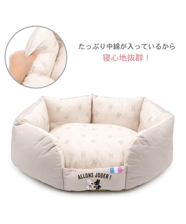 PET PARADISE リサとガスパール キルトカドラー M グレー×ベージュ