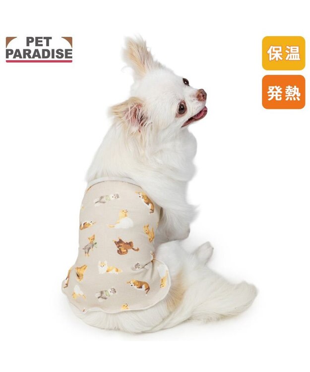 PET PARADISE ペットパラダイス makokoro ペティヒート 腹巻 《犬柄》 超小型犬 小型犬 グレイッシュベージュ