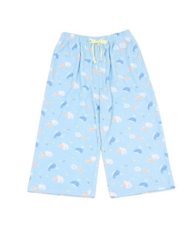Mother garden しろたん パイル ステテコ 《しろたん&らっこいぬ 星くじら柄》レディース フリーサイズ ルームパンツ 部屋着 夏 夏物 フリーサイズ レディース 女性用 パイル生地 あざらし アザラシ かわいい キャラクター 水色