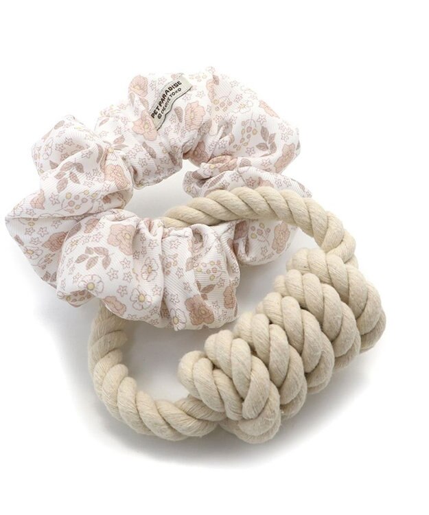 PET PARADISE ペットパラダイス 引っ張り シュシュ トイ  《 花柄 / ドット柄 》 花柄