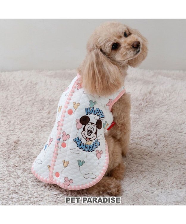 PET PARADISE ディズニー ミッキーマウス キルト ベスト 《風船柄》 小型犬 ホワイト×ピンク