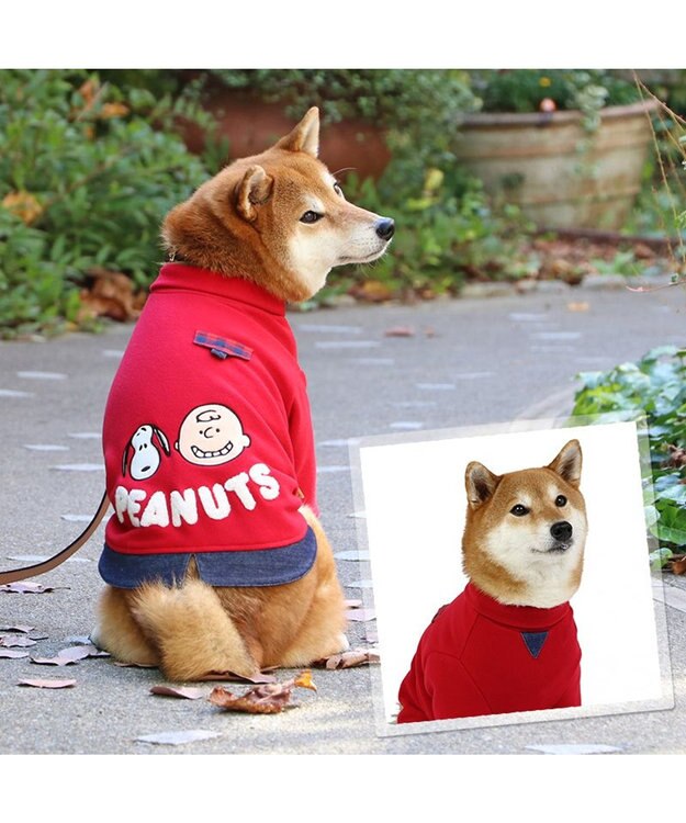 PET PARADISE スヌーピー ペティヒートDAN ハイネックTシャツ 中型犬 赤