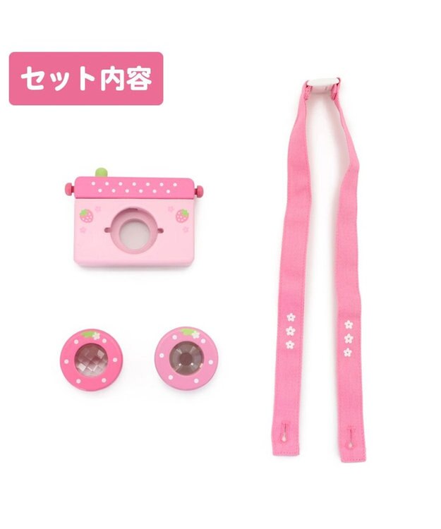 Mother garden マザーガーデン 木製おもちゃ いちごのカメラ ピンク（淡）