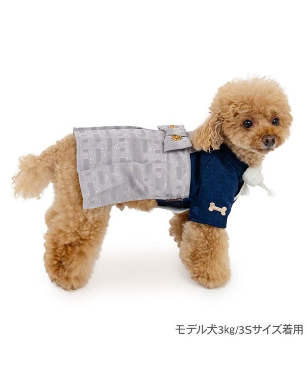 PET PARADISE ペットパラダイス お正月袴 《花菱柄》小型犬 グレー×ネイビー