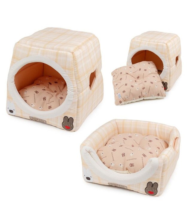 PET PARADISE リサとガスパール ２ｗａｙハウス 《チェック柄》 イエロー