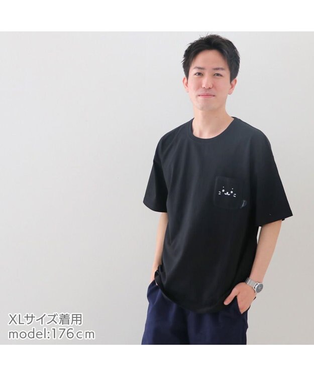 伊太利屋　チュニック　アニマル柄　お洒落ボタン　半袖　ボタンダウン　シマウマ しろたん ポケット付き Tシャツ 半袖 《ボーダー柄/黒色