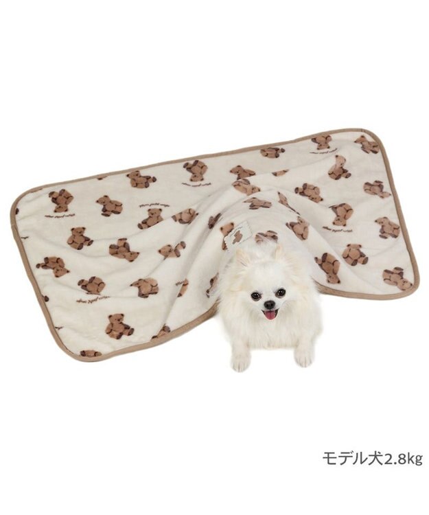 PET PARADISE ペットパラダイス くまちゃん ボア ブランケット オフホワイト×ブラウン