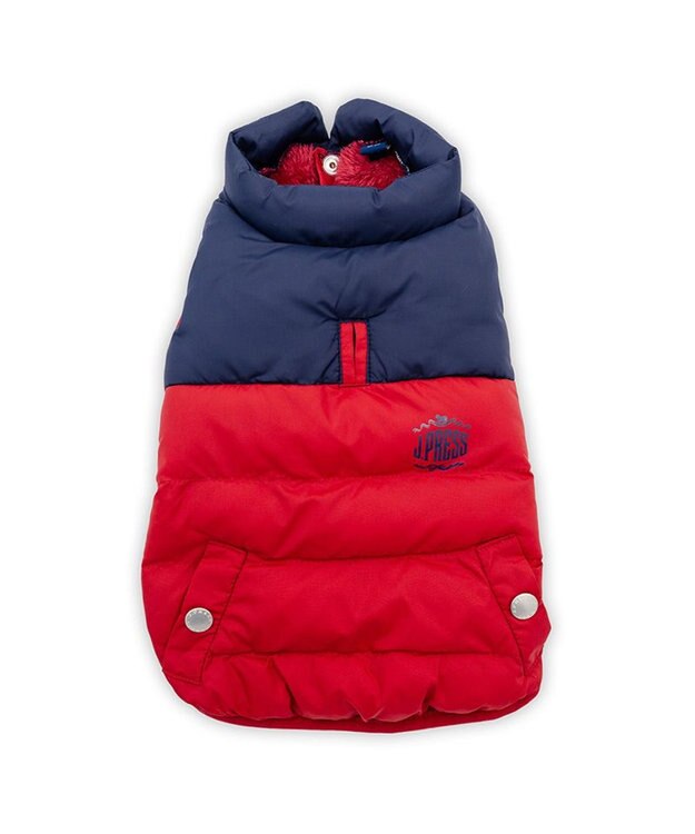 PET PARADISE J.PRESS 配色 綿入れ ベスト 中型犬 大型犬 レッド×ネイビー