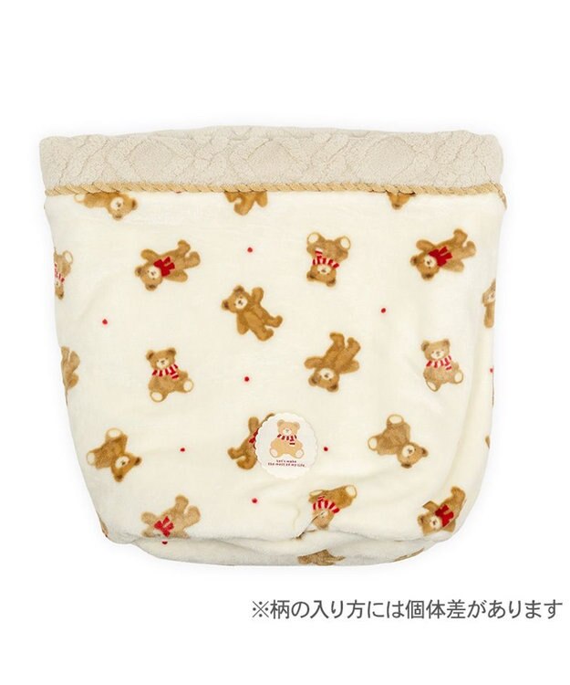 PET PARADISE ペットパラダイス くまちゃん 筒型寝袋 《ほっこりくま柄》 Ｓ ホワイト